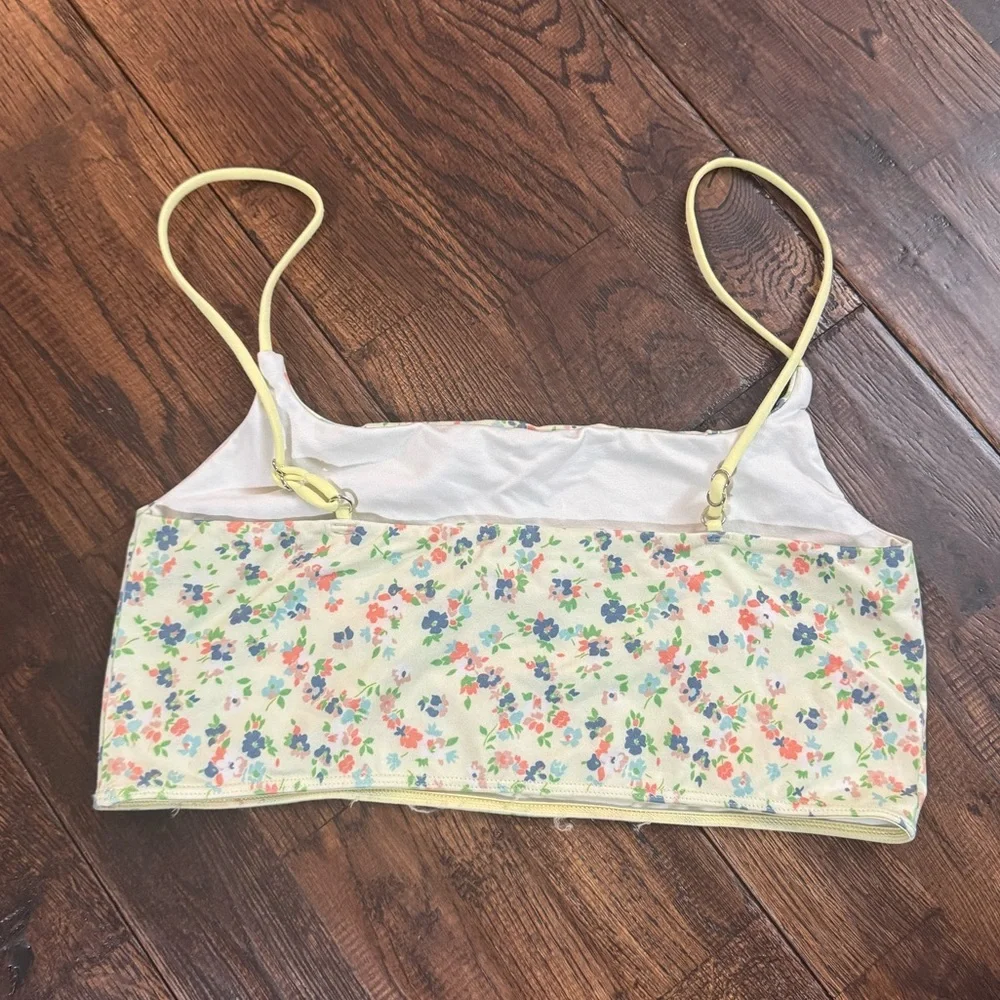 Anthropologie Floral Crop Cami Top in Yellow Straps Size L/XL - Picture 4 of 14